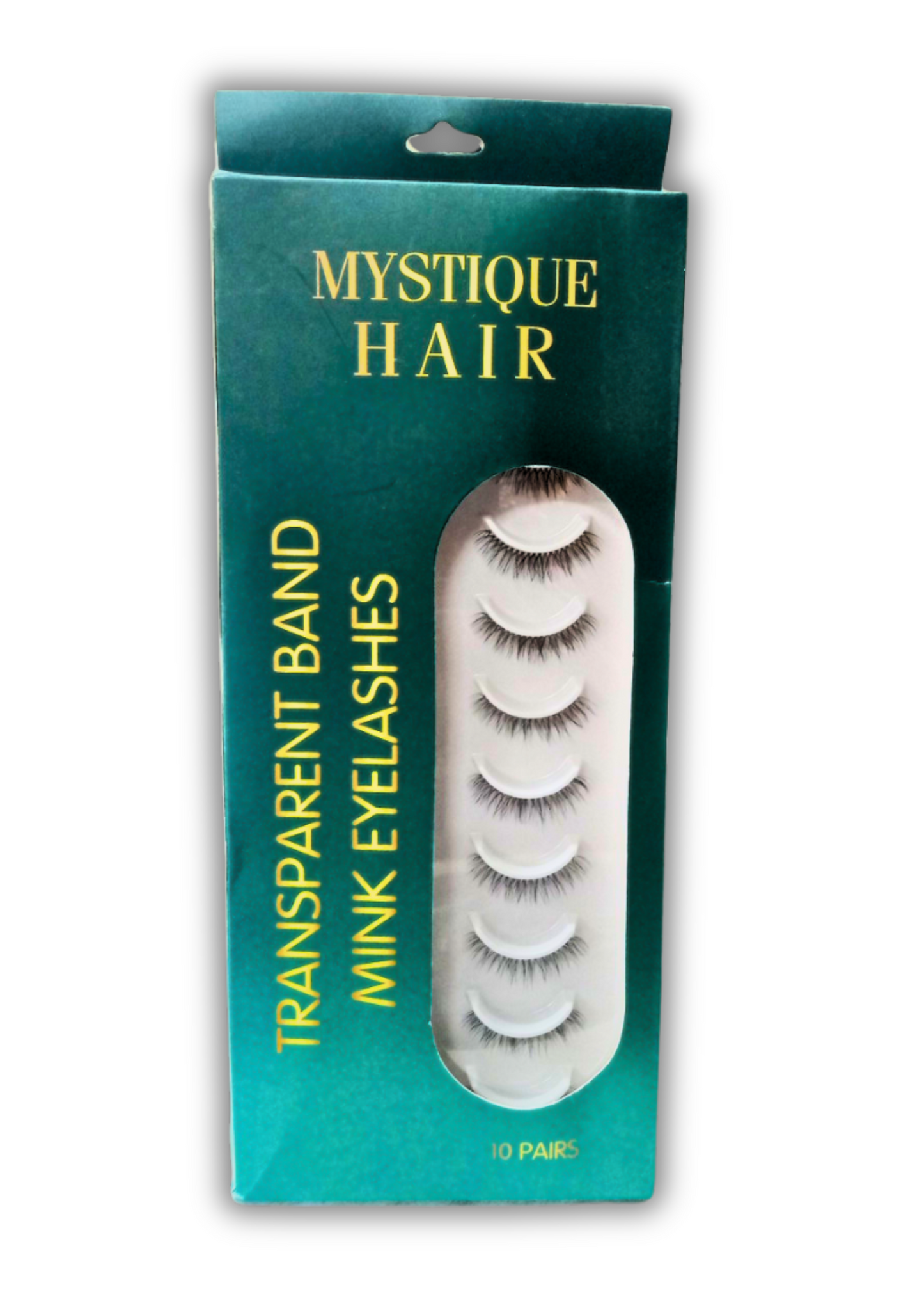 MYSTIQUE HAIR FEATHERLIGHT EYE LASHES TRANSPARENT BAND MINK EYELASHES 10 PAIRS