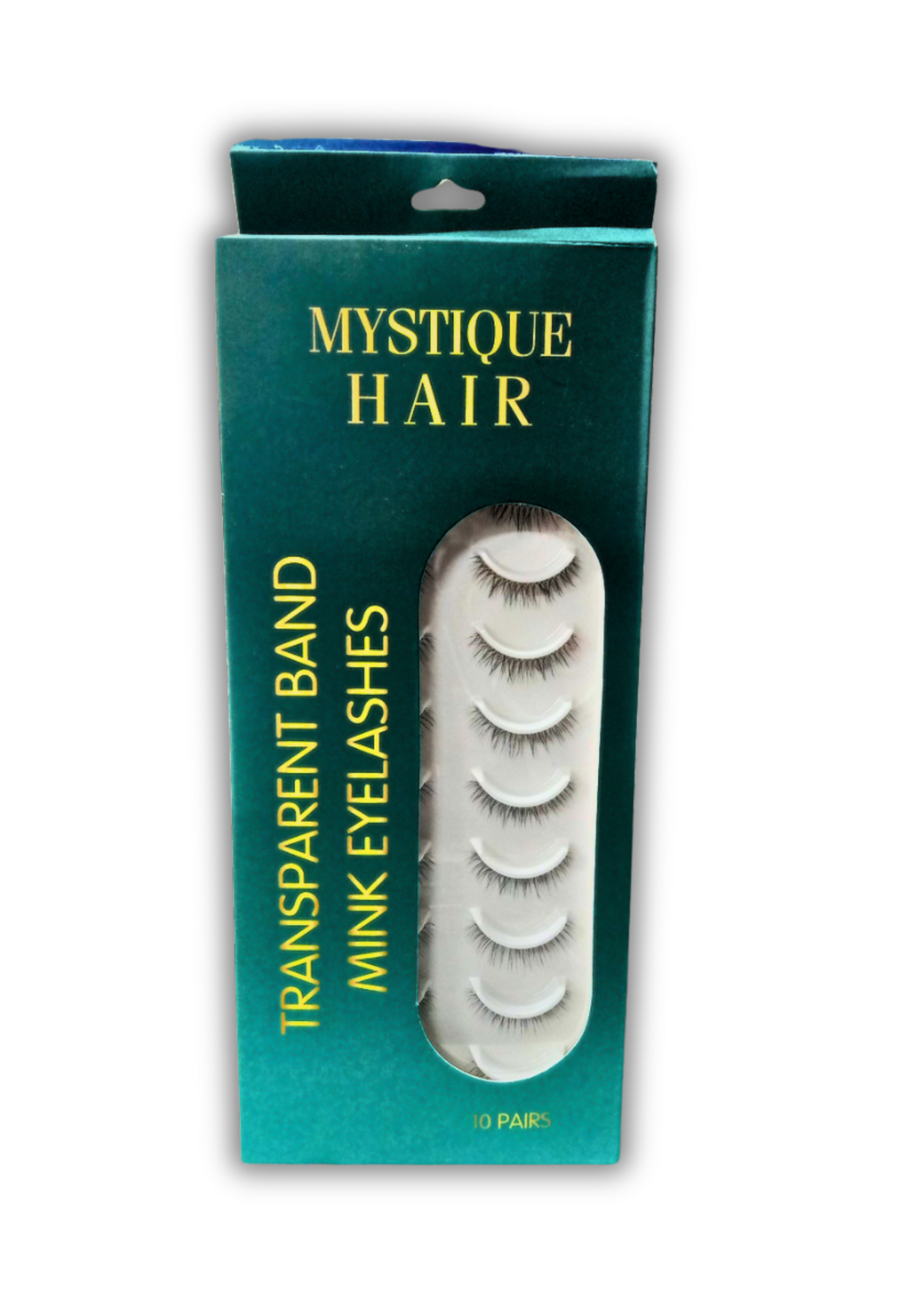 MYSTIQUE HAIR FEATHERLIGHT EYE LASHES TRANSPARENT BAND MINK EYELASHES 10 PAIRS