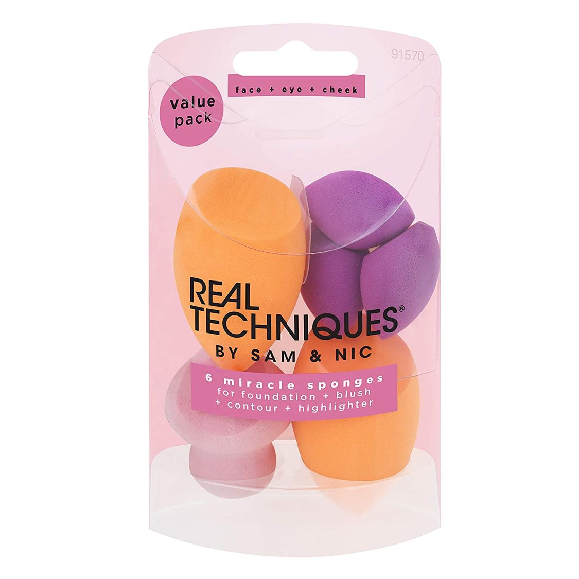 Real Techniques 6 miracle sponges for foundation + blush + contour + highligter