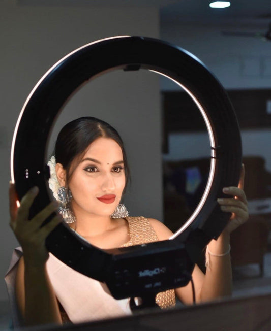 Digitek Platinum (DPRL-19H) Professional LED Ring Light Runs on AC/DC Power with No Shadow apertures, Ideal use for Makeup, Video Shoot, Fashion Photography & Many More