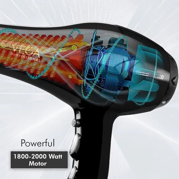VEGA PROFESSIONAL PRO DRY 2000 HAIR DRYER WITH DIFFUZER & NOZZLES ATTACHMENTS - VPVHD-13