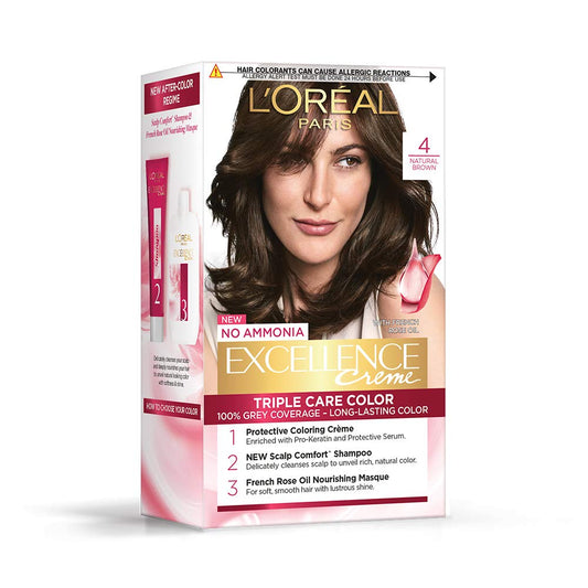 Loreal Paris Excellence Triple Care Color 4 Natural Brown 100g+72ml