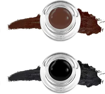 MARS Hue Gel Eyeliner with 2 Brush Set Black & Brown, 6.6g (LS12) 6.6 g  (Jet Black and Brown)