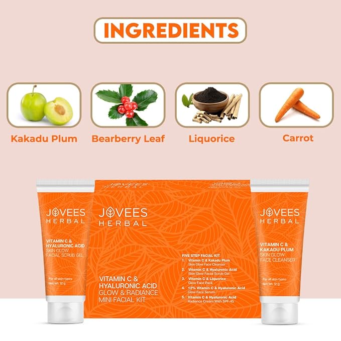 Jovees Herbal Vitamin C & Hyaluronic Acid Glow & Radiance Mini Facial Kit