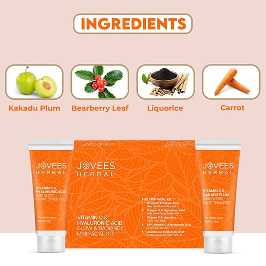 Jovees Herbal Vitamin C & Hyaluronic Acid Glow & Radiance Mini Facial Kit