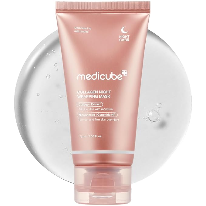 Medicube Collagen Overnight Wrapping Peel Off Facial Mask Pack - Elasticity & Hydration Care, Reduces Sagging & Dullness - Hydrolyzed Collagen For Glowing Skin - Korean Skin Care 75ml