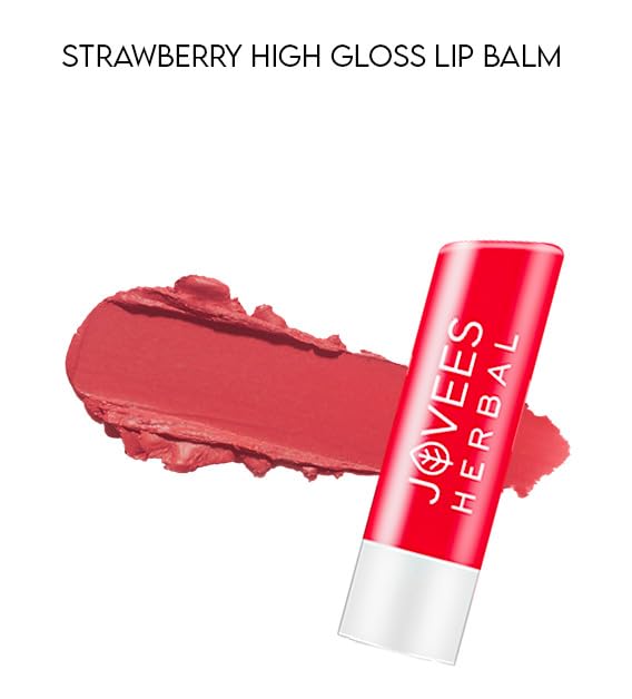 Jovees Herbal Strawberry High Gloss Lip Balm For Soft, Glossy And Supple Lips | 24 Hour Hydration | Rejuvenates Dark, Pigmented, Dry, Chapped And Discoloration Lips 5g