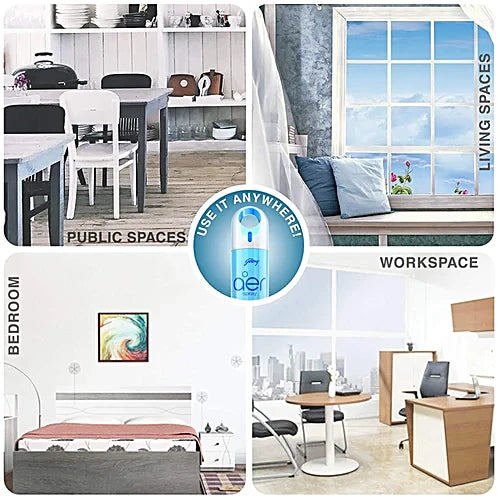 Godrej aer Spray | Room Freshener for Home & Office Cool Surf Blue 220ml