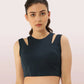 Enamor Shelf Bra Crop Vest | Crew Neck Vest With In-Built Shelf Bra Support | Hugged Fit E123