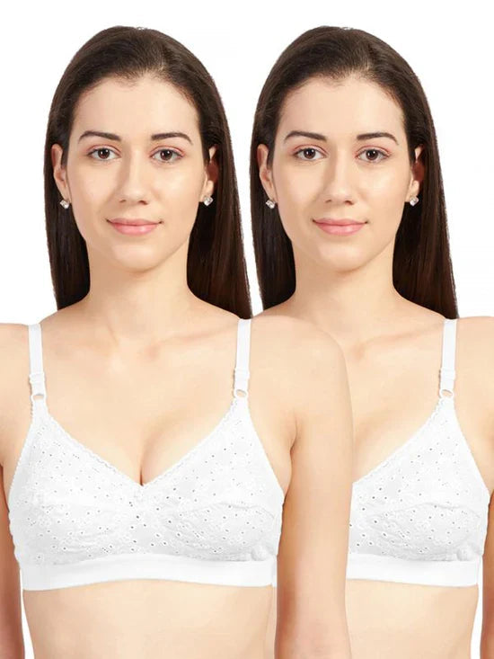 SONARI Cream Chikankari Bra