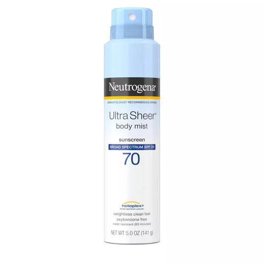 Neutrogena Ultra Sheer Body Mist Sunscreen Broad Spectrum Spray SPF 70 141gm