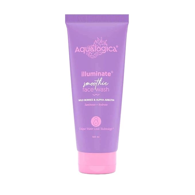 Aqualogica illuminate+ Smoothie Face Wash with Wild Berries & Alpha Arbutin for Gently Exfoliates & Hydrates Skin | For Glowing, Combination & Dry Skin 100ml