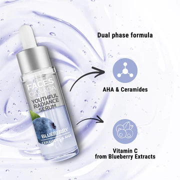 Faces Canada Youthful Radiance Serum Blueberry Ceramides & AHA Firm, Youthful, Skin 27ml