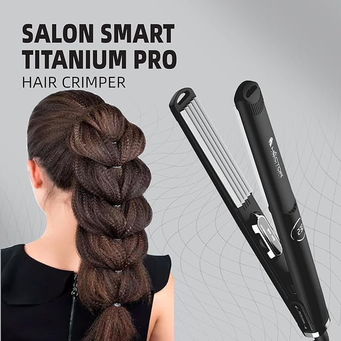 Hector Titanium Pro Hair Crimper with Fast Heatup for Women, Black