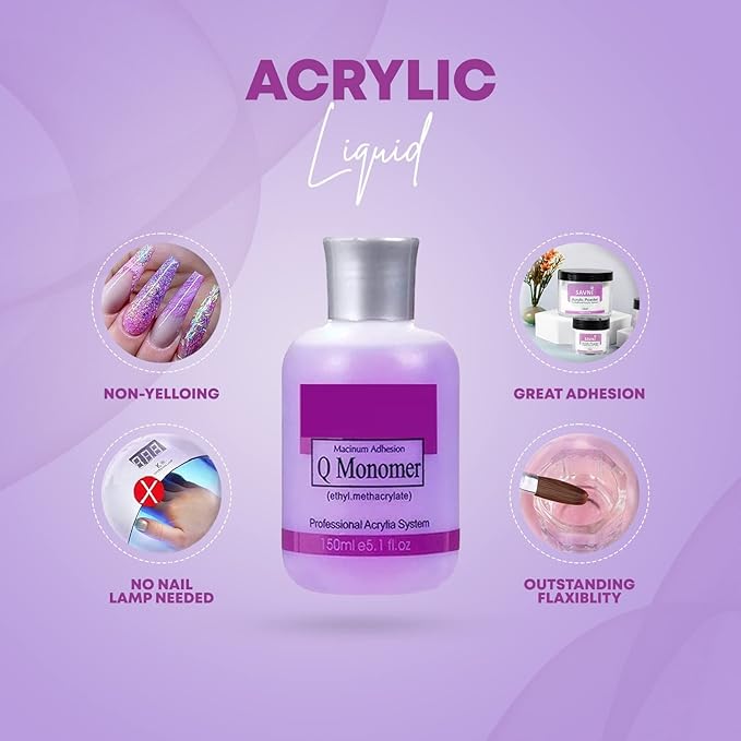 Red Square Ezflow Nail Systems Macinum Adhesion Q Monomer Professional Acrylia System 150ml