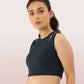 Enamor Shelf Bra Crop Vest | Crew Neck Vest With In-Built Shelf Bra Support | Hugged Fit E123