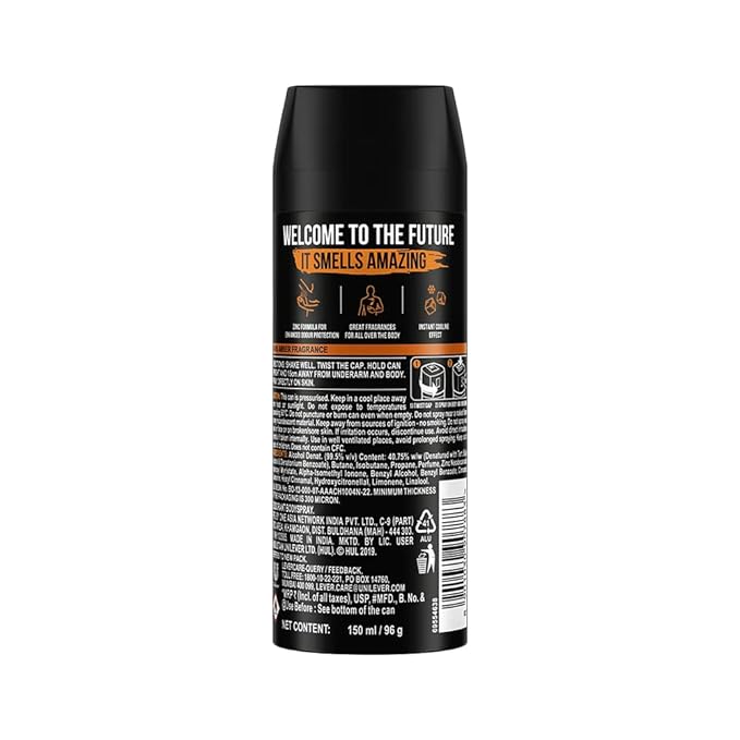 AXE 24X7 Warm Amber Fragrance Face Body Spray for Men 150ml