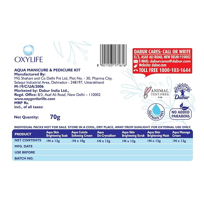 Oxylife Salon Professional Aqua Manicure & Pedicure Kit 70g