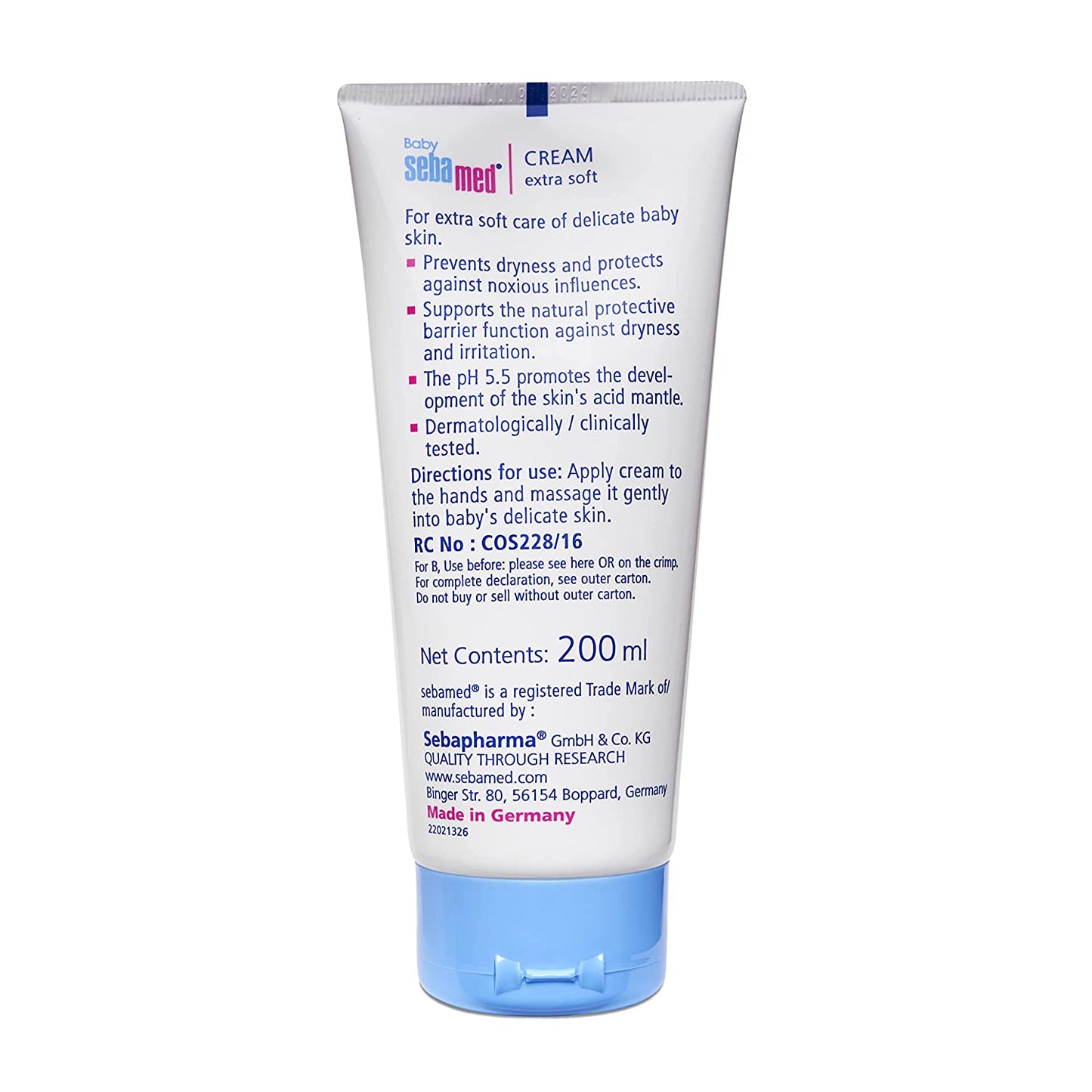 Sebamed Baby PH 5.5 Cream Extra Soft For Delicate Skin With Panthenol 200ml