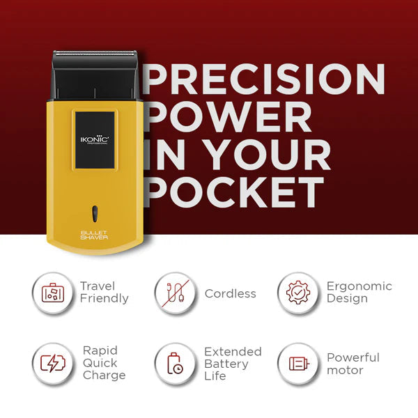 Ikonic Professional Bullet Shaver Travel Shaver Cordless ( Yellow )