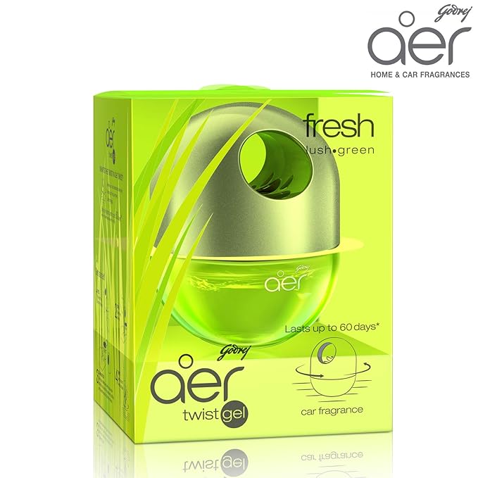 Godrej aer Twist Gel Car Air Freshener Fresh Lush Green 45g