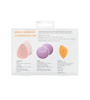 Real Techniques sponge + glow radiance complexion kit natural, healthy glow in 3 steps