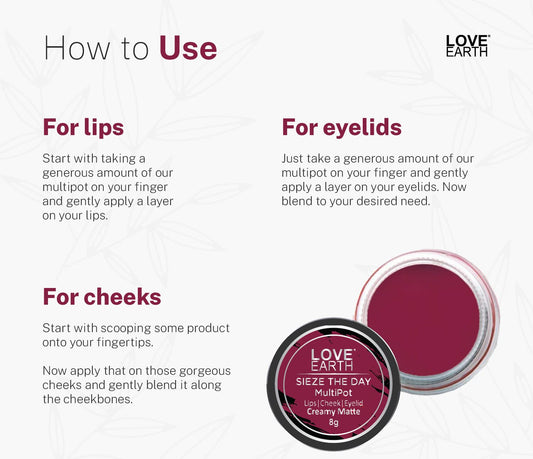 LOVE EARTH SEIZE THE DAY MULTIPOT LIPS CHEEK EYELID CREAMY MATTE 8G