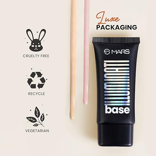MARS Illuminati Base Dewy Primer with Highlighter | Glowy Dewy Primer for Face Makeup | Natural Finish (45ml)