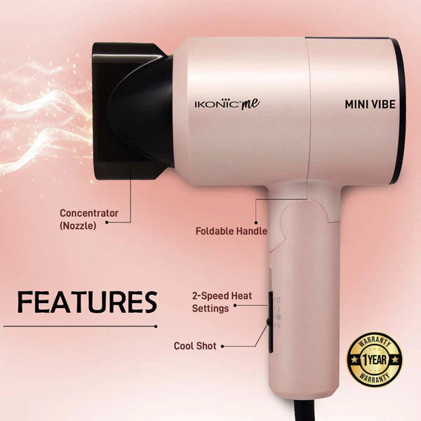 Ikonic Me Mini Vibe Hair Dryer ( Pearl Pink )