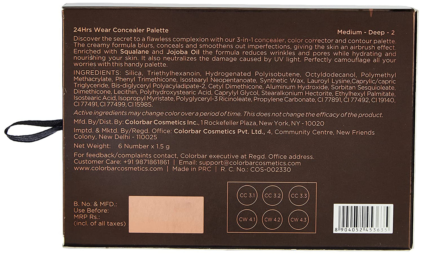 Colorbar Made For Magic 24Hrs Wear Concealer Palette Medium-Deep-1 9gm