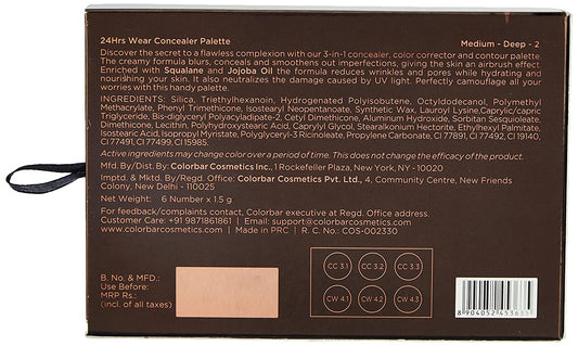 Colorbar Made For Magic 24Hrs Wear Concealer Palette Medium-Deep-1 9gm