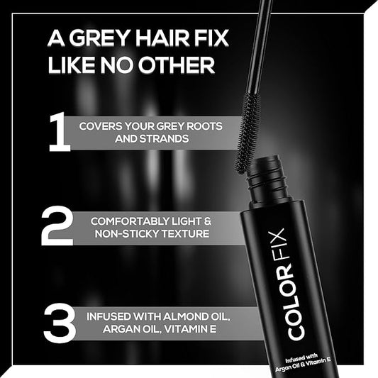 RENEE Color Fix Instant Hair-Colour Touch-Up Wax Stick - Black | Covers Greys | Lightweight, Non-sticky, Quick-Dry, Long-Lasting | Enriched with Almond Oil, Argan Oil & Vitamin E | 15 ml