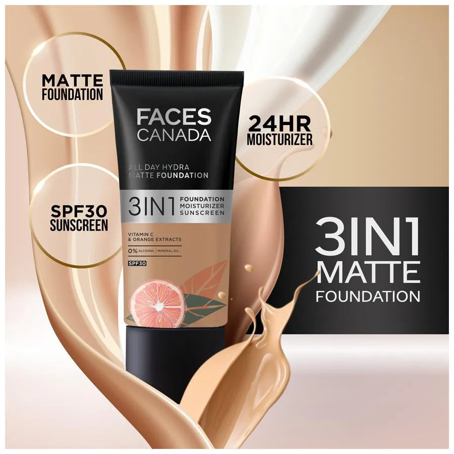 Faces Canada All Day Hydra 3-In-1 Matte Foundation - SPF 30 25ml