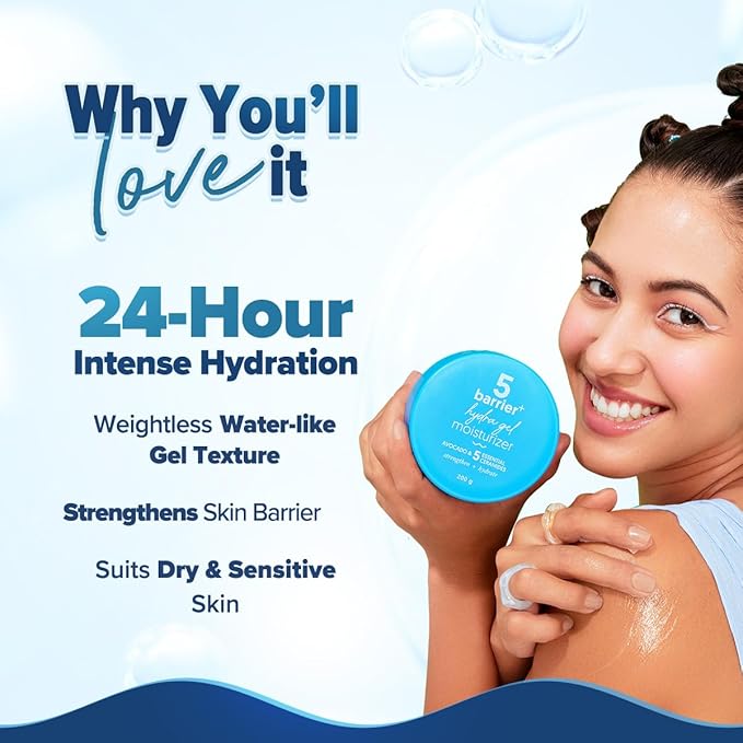 Aqualogica 5 Barrier+ Hydra Gel Moisturizer with 5 Essential Ceramides & Avocado | 24-Hour Intense Hydration | Weightless Water-Like Gel Texture | Non Sticky & Quick Absorbing for Healthy Skin Barrier | 200 g