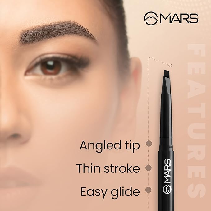MARS Micro Precision Brow Pencil with spoolie | Retractable & Easy Glide | Long Lasting & Natural Finish | 0.4 g
