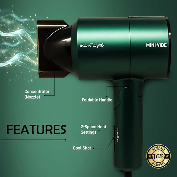 Ikonic Me Ikonic Me Mini Vibe Hair Dryer ( Emerald )