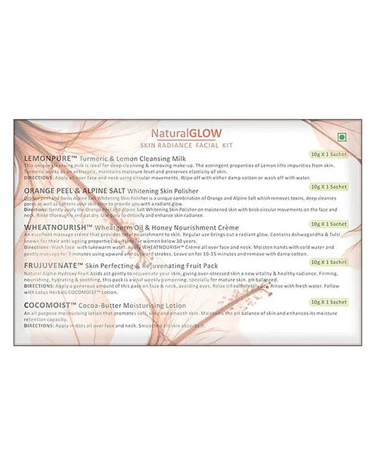 Lotus Herbals Natural Glow Skin Radiance 4 In 1 Facial Kit | Deep Pore Cleansing | Skin Lightening & Hydrating