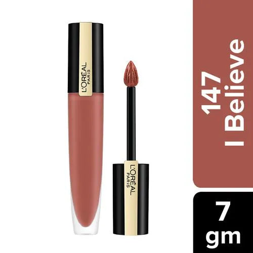Loreal Paris Rouge Signature Matte Liquid Lipstick - Ultra Light Weight, No Stain, 7 g 147 I Believe