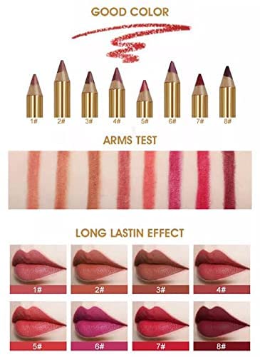 Imagic Professional Cosmetic 8 Colors 8g Waterproof Smooth and Long Lasting Golden Silky Matte Lip Liner Pencil Set