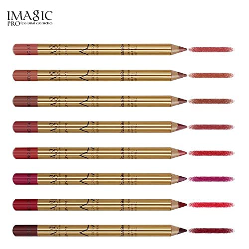 Imagic Professional Cosmetic 8 Colors 8g Waterproof Smooth and Long Lasting Golden Silky Matte Lip Liner Pencil Set