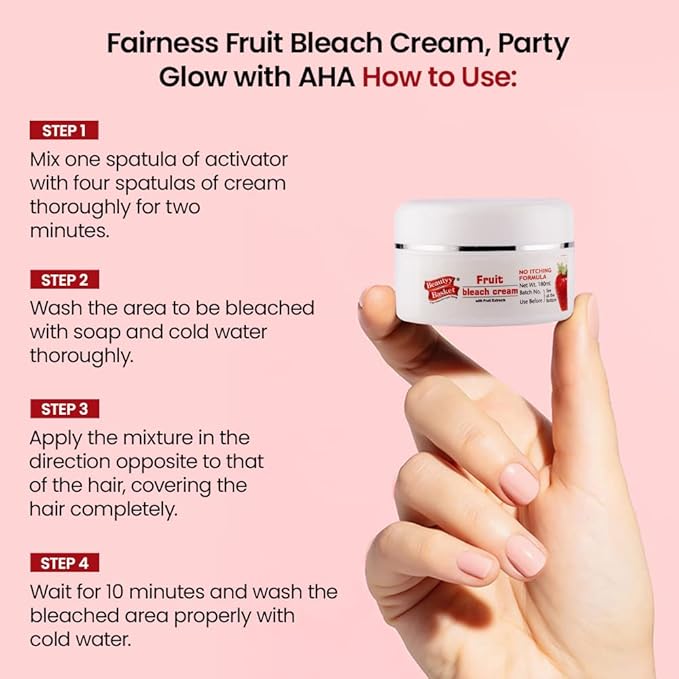 Beauty Basket Fairness Fruit Bleach Cream | Party Glow with AHA | Essence Fruit Fun Fairness Bleach For Women | 100% Natural Cream | Skin Brightening Fairer | Gift Set Pack Cream (180ml + 45Gram)
