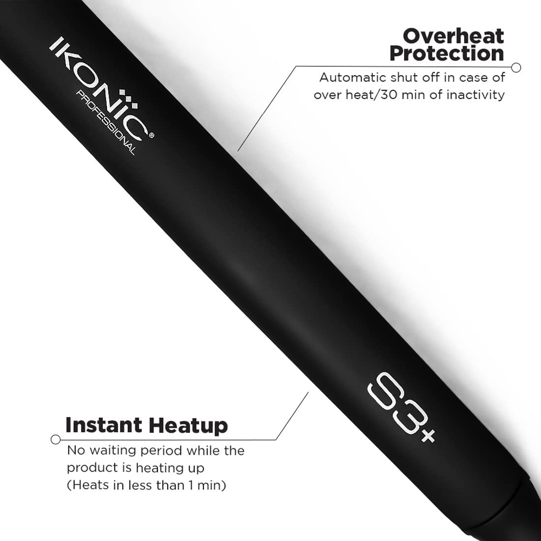 Ikonic Professional S3+ Ceramic Hai Straightener Black