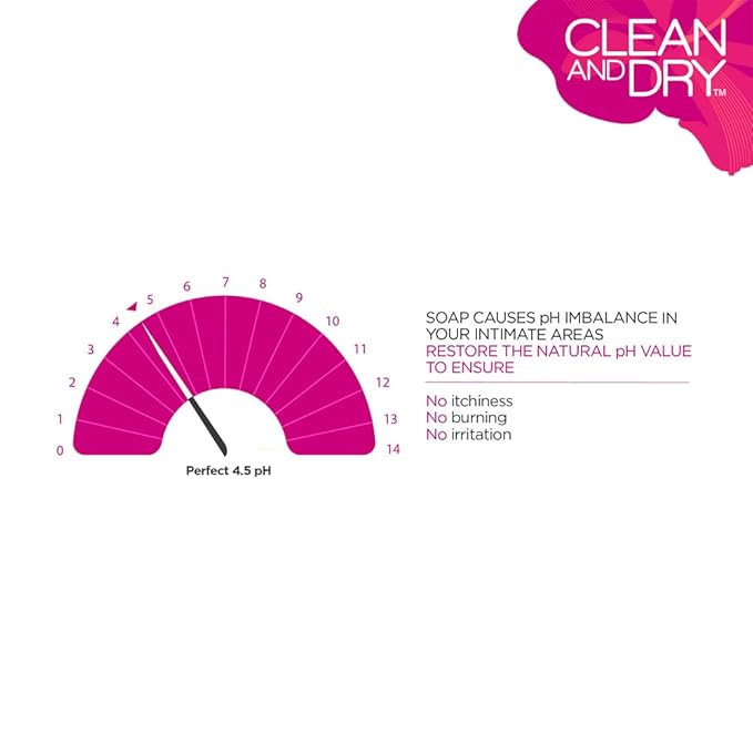 CLEAN & DRY | Daily Intimate Wash Restores pH Balance Naturally Mint Aloe Vera 190ml