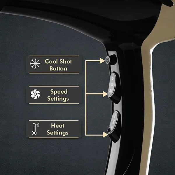 Vega PROFESSIONAL Pro Dry 2000-2200W Hair Dryer -Gold - VPVHD-04