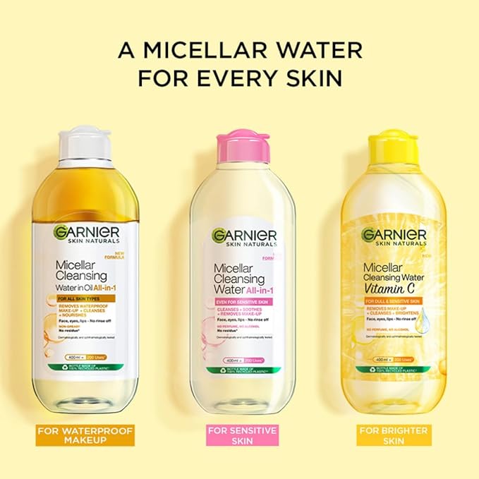 Garnier Skin Naturals, Cleansing Water for Waterproof Makeup, Nourishing Formula, Micellar Oil-Infused Cleansing Water 125ml