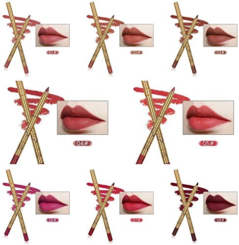 Imagic Professional Cosmetic 8 Colors 8g Waterproof Smooth and Long Lasting Golden Silky Matte Lip Liner Pencil Set