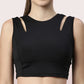 Enamor Shelf Bra Crop Vest | Crew Neck Vest With In-Built Shelf Bra Support | Hugged Fit E123