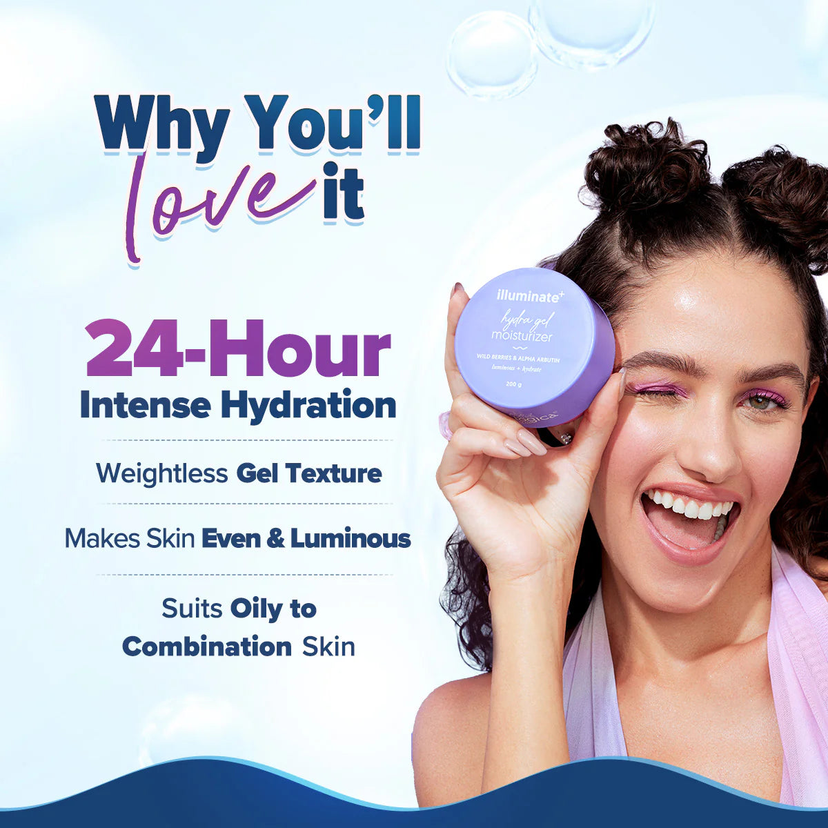 Aqualogica Illuminate + Hydra Gel Moisturizer with Wild Berries & Alpha Arbutin - 200g