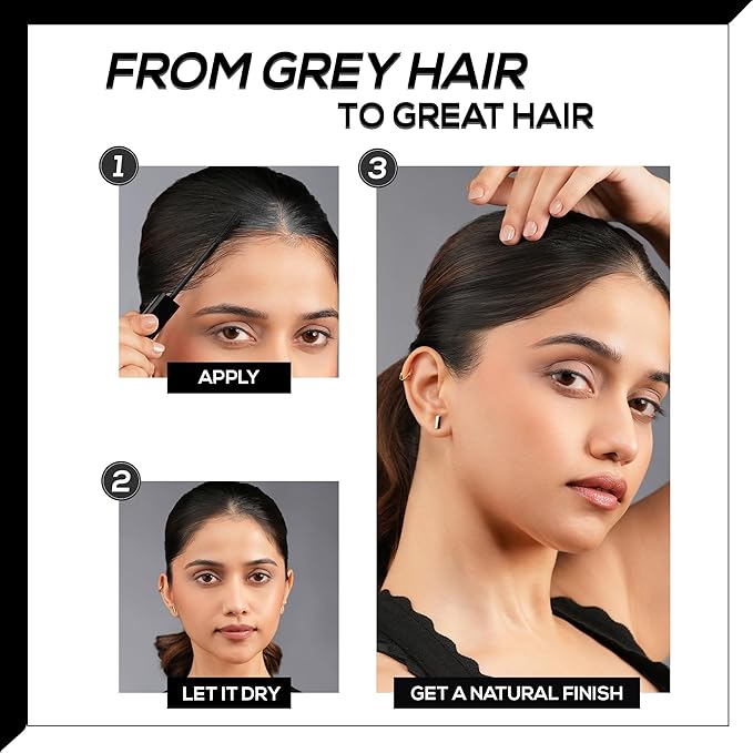 RENEE Color Fix Instant Hair-Colour Touch-Up Wax Stick - Black | Covers Greys | Lightweight, Non-sticky, Quick-Dry, Long-Lasting | Enriched with Almond Oil, Argan Oil & Vitamin E | 15 ml