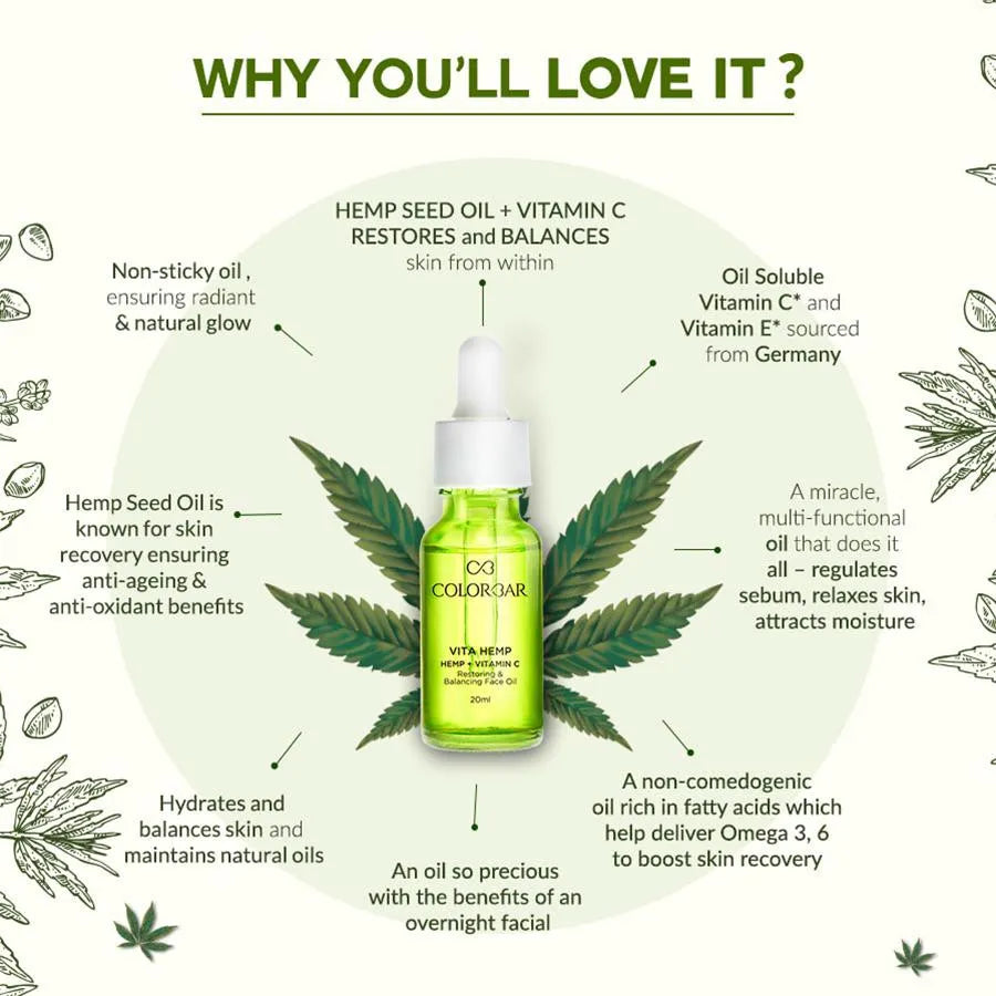 COLORBAR Vita Hemp + Vitamin c Restoring & Balancing Face Oil 20ml
